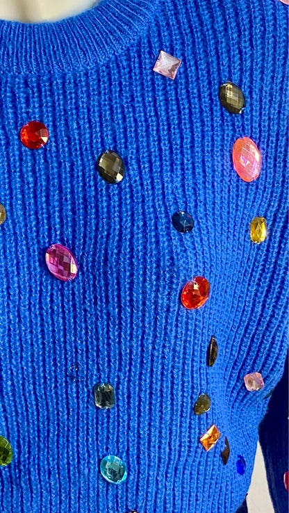 Maglione di lana con pietre decorative & Gonna Longuette Misure in Foto