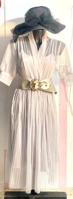 Abito Midi A Pieghe In Tulle Raffinato Misure Nelle Foto