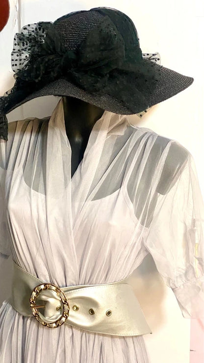 Abito Midi A Pieghe In Tulle Raffinato Misure Nelle Foto