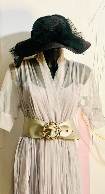 Abito Midi A Pieghe In Tulle Raffinato Misure Nelle Foto