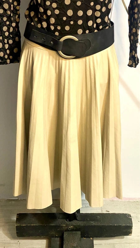Dolcevita a Pois nero e beige & Gonna Longuette Ecopelle Misure In Foto