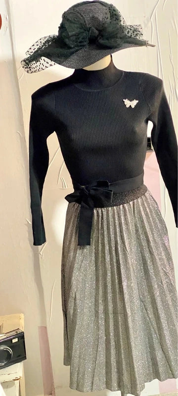 Gonna Longuette Plissettata Top In Viscosa