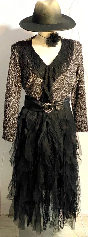 Gonna lunga in pizzo e tulle Top in Pizzo Cappello Nuovo In Regalo Misure In Foto