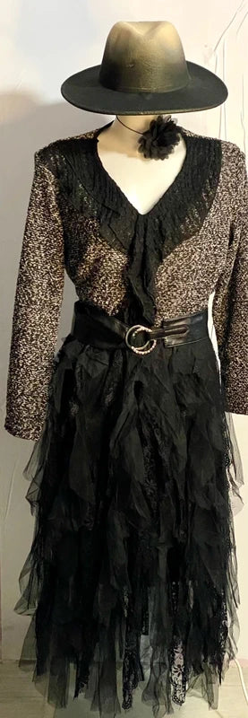 Gonna lunga in pizzo e tulle Top in Pizzo Cappello Nuovo In Regalo Misure In Foto