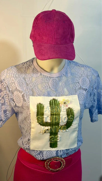 Pantalone a vita alta in Viscosa Top In Pizzo Berretto Cappello in Regalo Misure In Foto