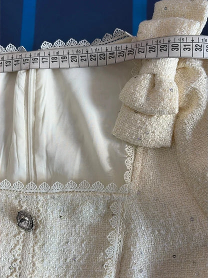 Abito Midi Bouclé,Vintage Anni ‘60,In Pizzo Con Paillettes A Sirena Misure In Foto