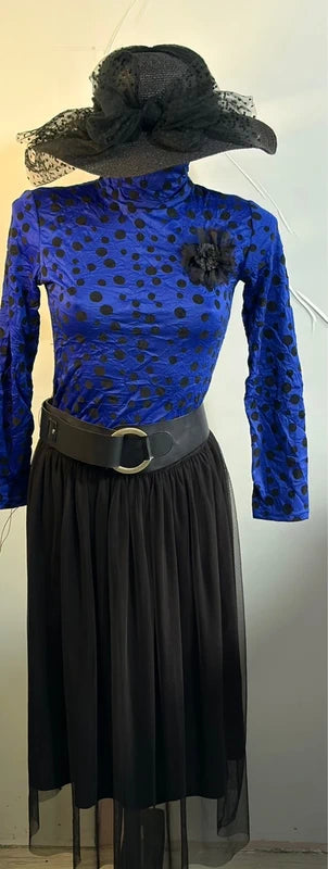 Dolcevita A Pois Spilla Decorativa & Gonna Longuette in Tulle Misure in Foto