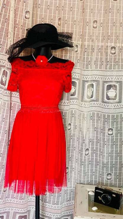 Red vintage lace dress