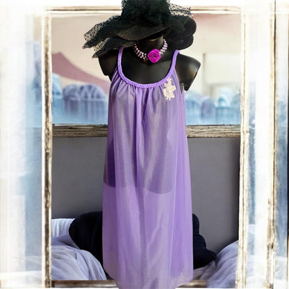 Lingerie Vintage Camicia da Notte Effetto Tulle & Pizzo