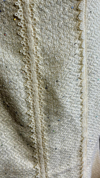 Abito Midi Bouclé,Vintage Anni ‘60,In Pizzo Con Paillettes A Sirena Misure In Foto