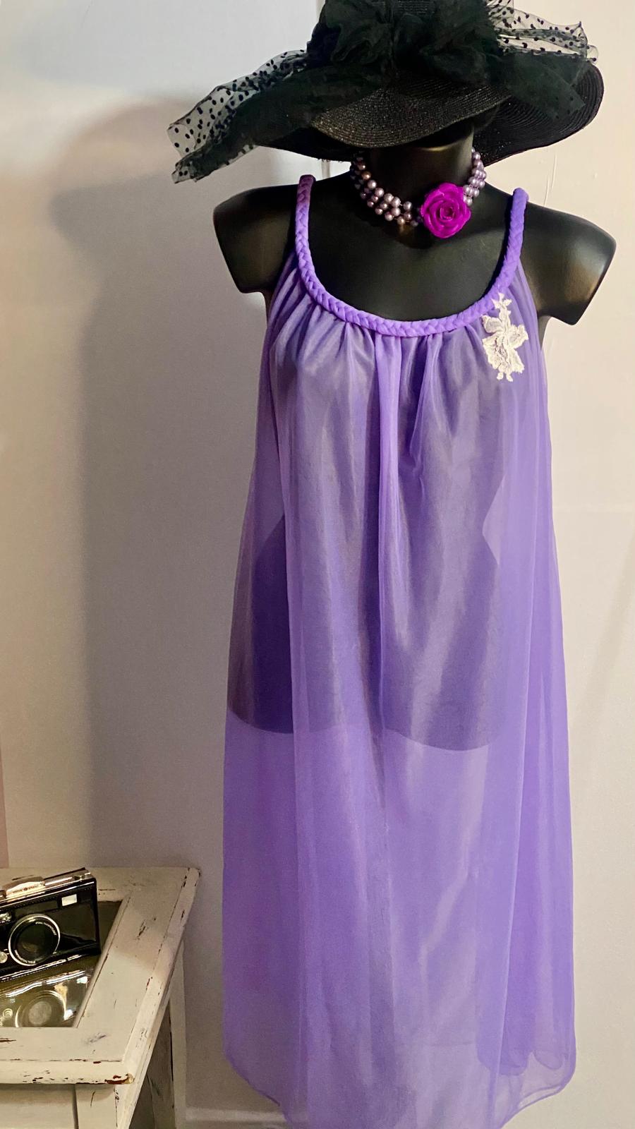 Lingerie Vintage Camicia da Notte Effetto Tulle & Pizzo