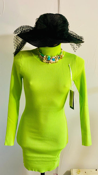 Ribbed Texture Turtleneck Dress