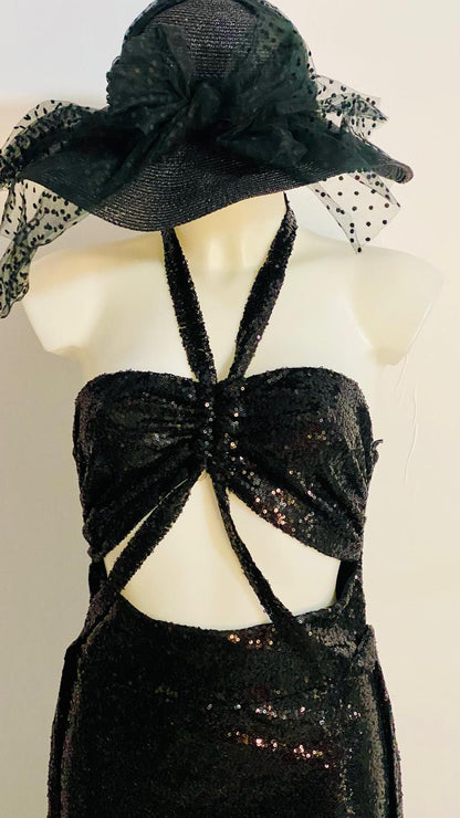 Abito Elegante Nero Paiettato
