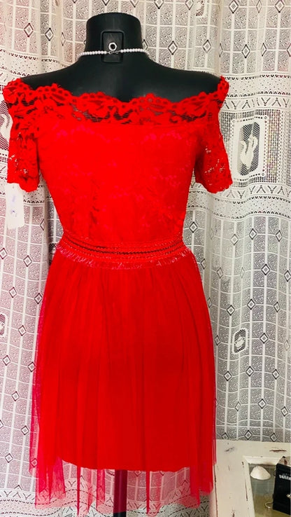 Red vintage lace dress