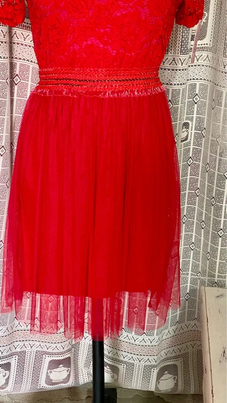 Red vintage lace dress
