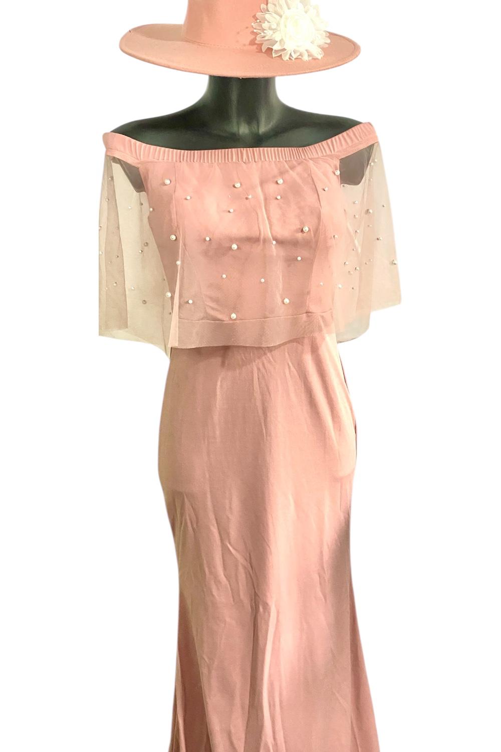 Abito Da sera Linea Shein Belle Cappello in Regalo con Spilla Con Fiore e Perle