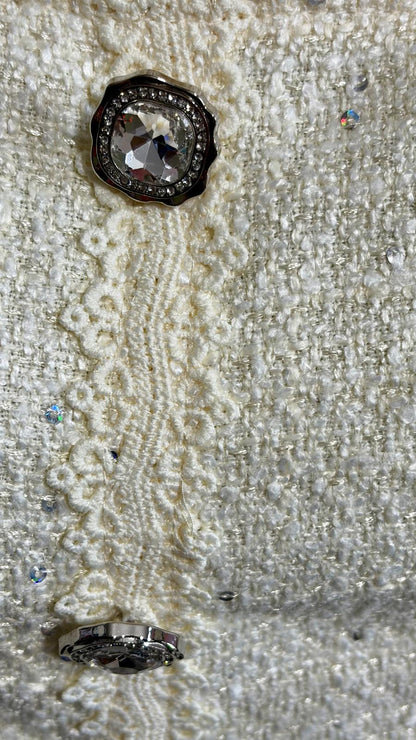 Abito Midi Bouclé,Vintage Anni ‘60,In Pizzo Con Paillettes A Sirena Misure In Foto