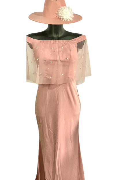 Abito Da sera Linea Shein Belle Cappello in Regalo con Spilla Con Fiore e Perle