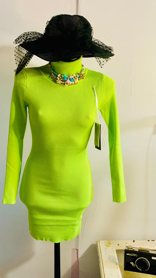 Ribbed Texture Turtleneck Dress