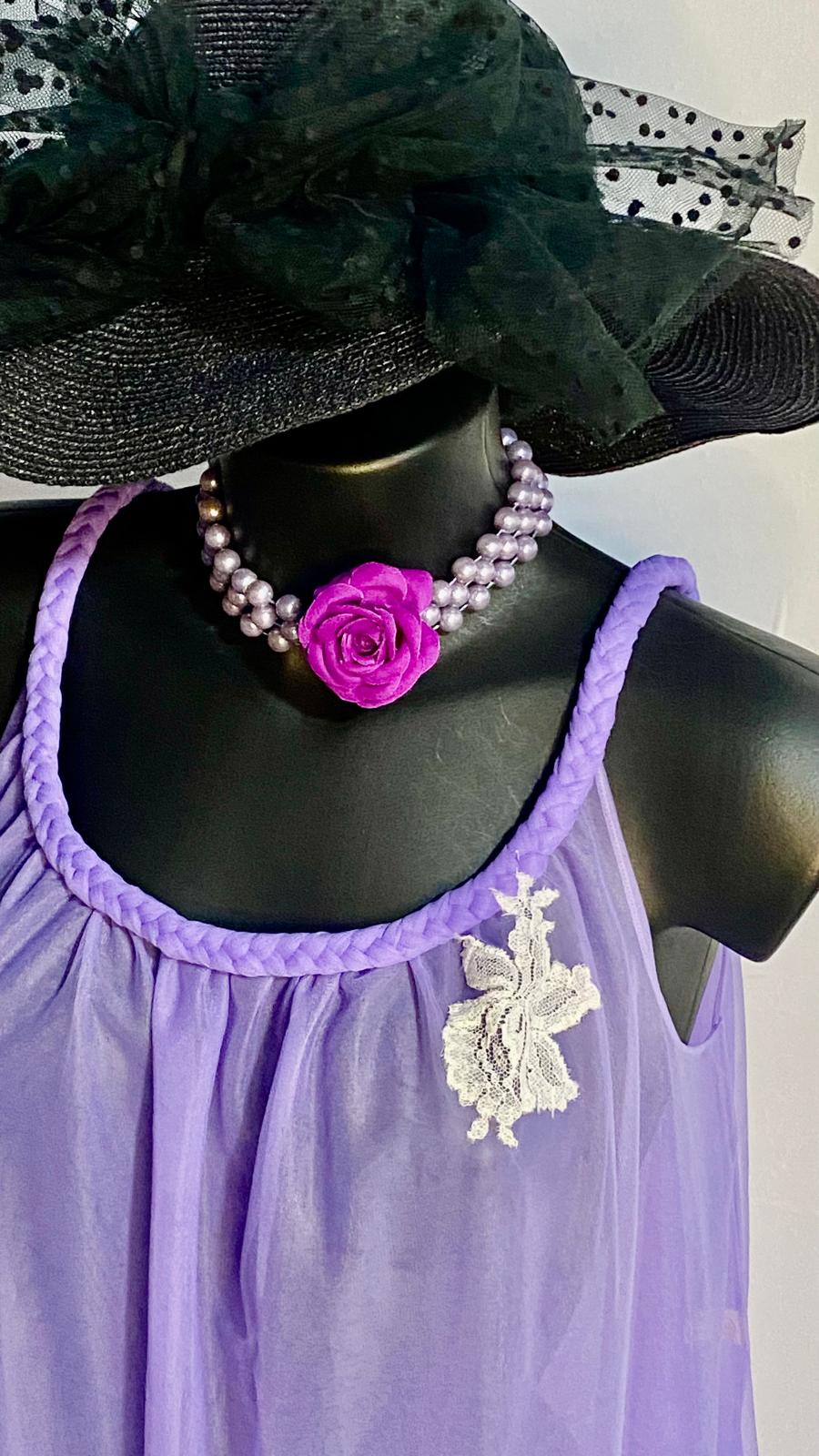 Lingerie Vintage Camicia da Notte Effetto Tulle & Pizzo