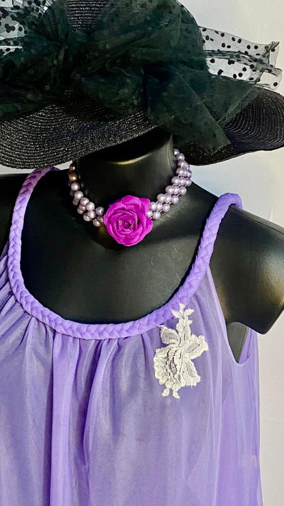 Lingerie Vintage Camicia da Notte Effetto Tulle & Pizzo