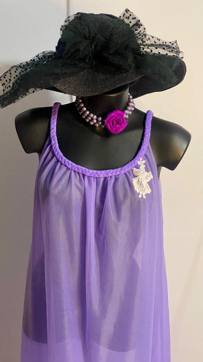 Lingerie Vintage Camicia da Notte Effetto Tulle & Pizzo