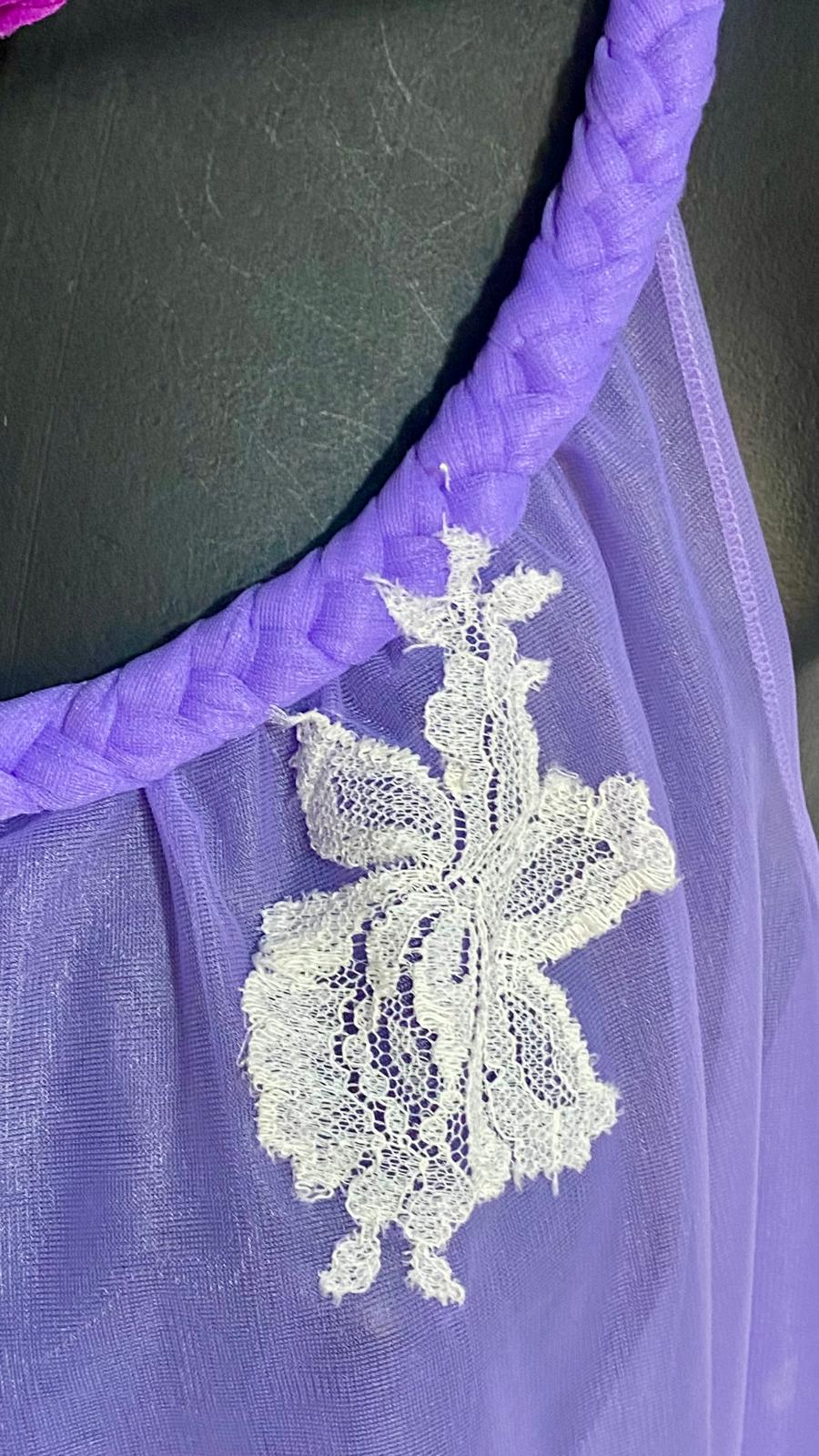 Lingerie Vintage Camicia da Notte Effetto Tulle & Pizzo