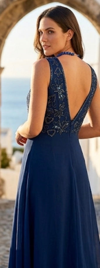 Abito Elegante Con Perline Strass Lavorate A Mano Misure Nelle Foto