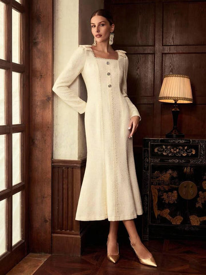 Abito Midi Bouclé,Vintage Anni ‘60,In Pizzo Con Paillettes A Sirena Misure In Foto