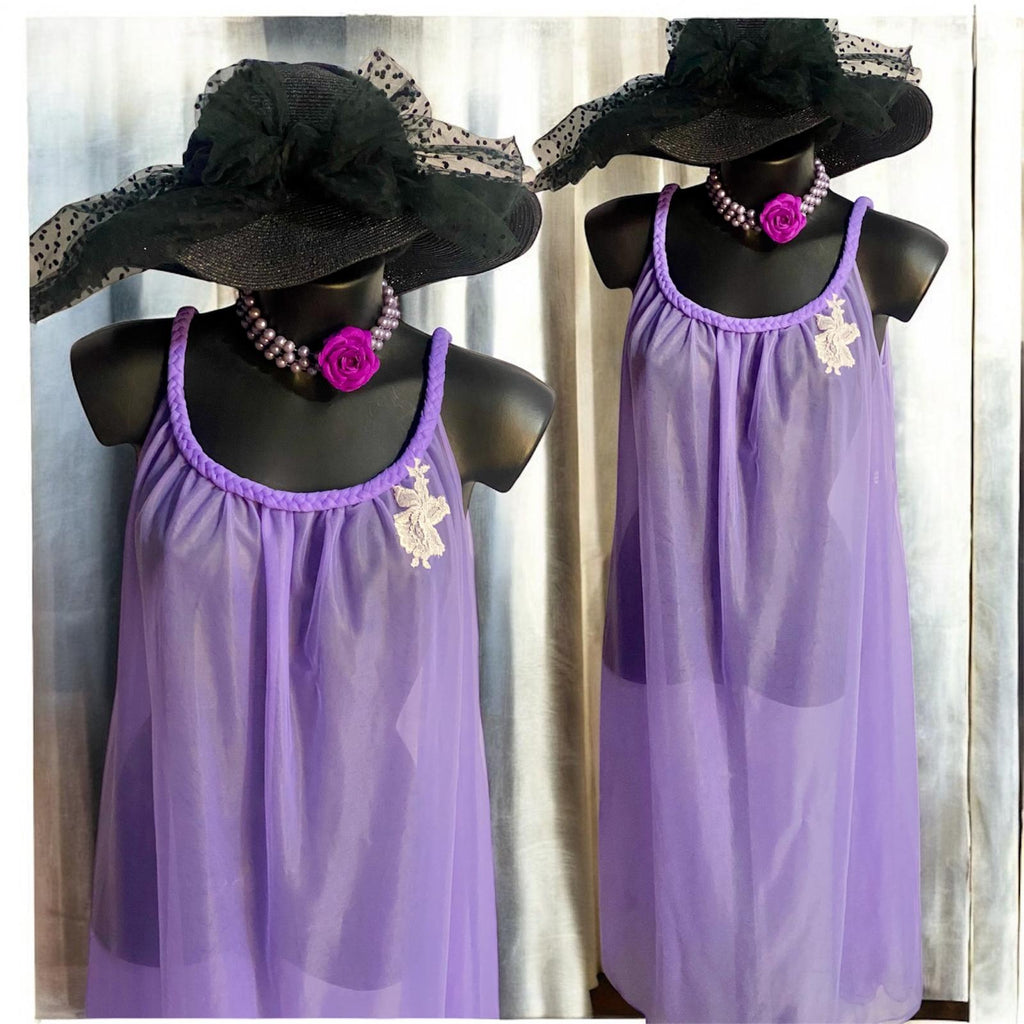 Lingerie Vintage Camicia da Notte Effetto Tulle & Pizzo