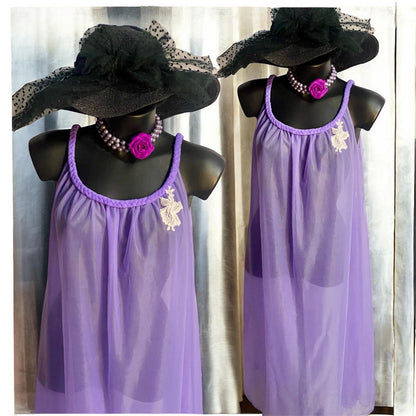 Lingerie Vintage Camicia da Notte Effetto Tulle & Pizzo