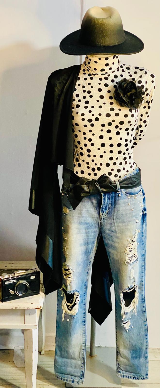 Completo Stefania con Jeans Bolero Dolcevita e Cintura