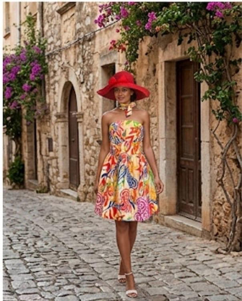 Bandeau or strapless dress with sweetheart neckline