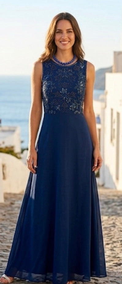 Abito Elegante Con Perline Strass Lavorate A Mano Misure Nelle Foto