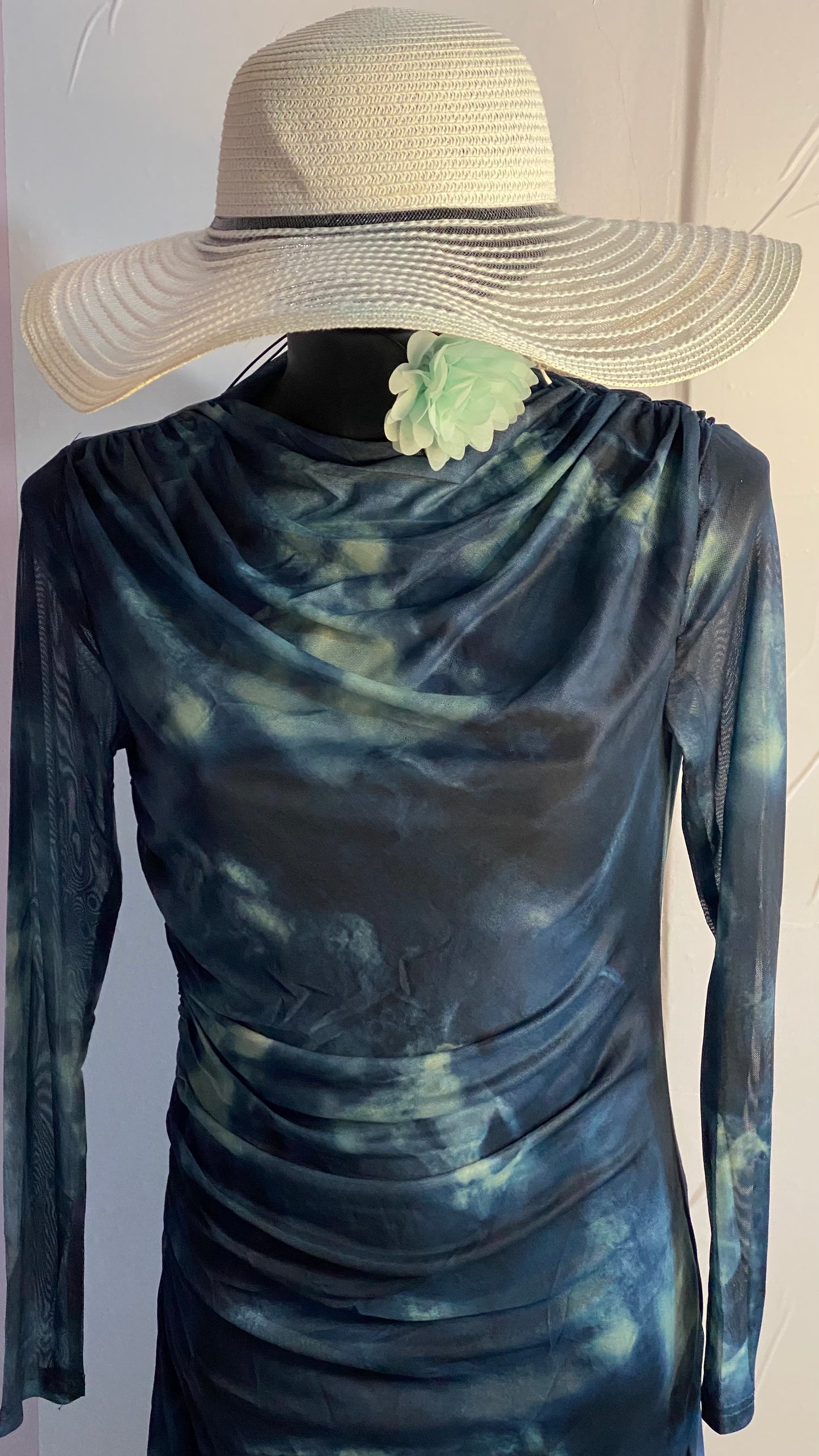 Abito Drappeggiato Elastico Fantasia Astratta