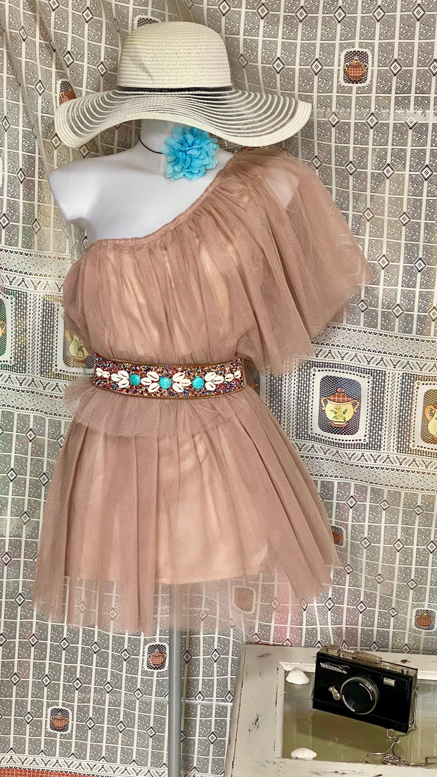 Abito donna in tulle monospalla