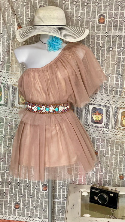 Abito donna in tulle monospalla