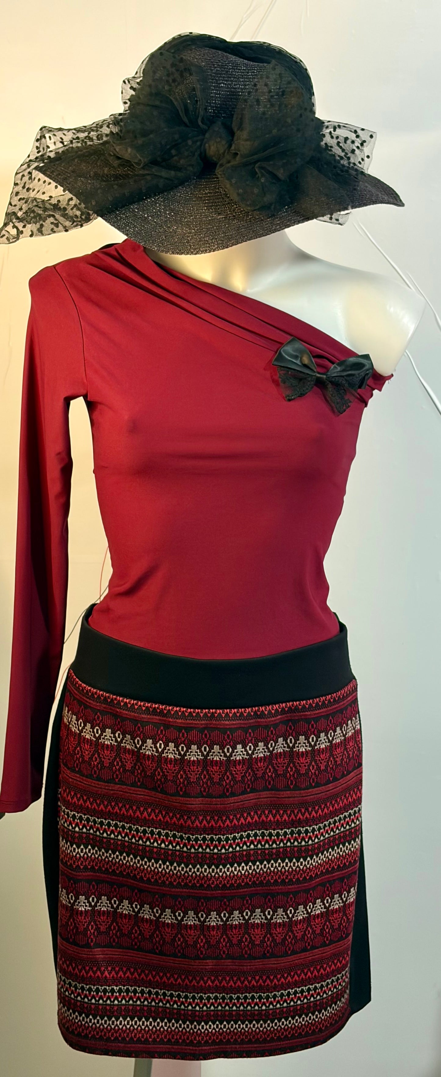 👠top monospalla & Gonna In Bordeaux Spilla Misure In Foto👠