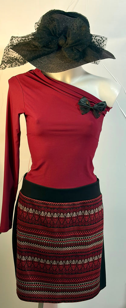 👠top monospalla & Gonna In Bordeaux Spilla Misure In Foto👠