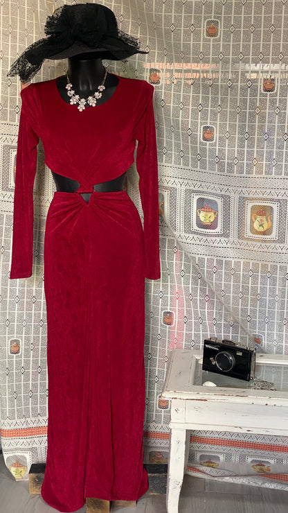 Stefy long burgundy dress