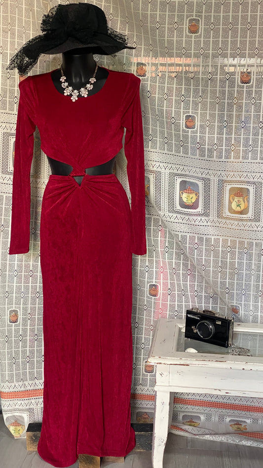 Stefy long burgundy dress