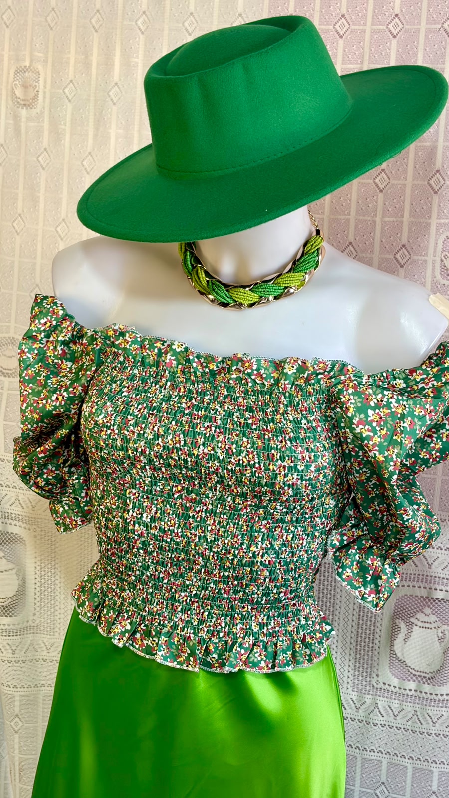 Blusa e gonna in seta