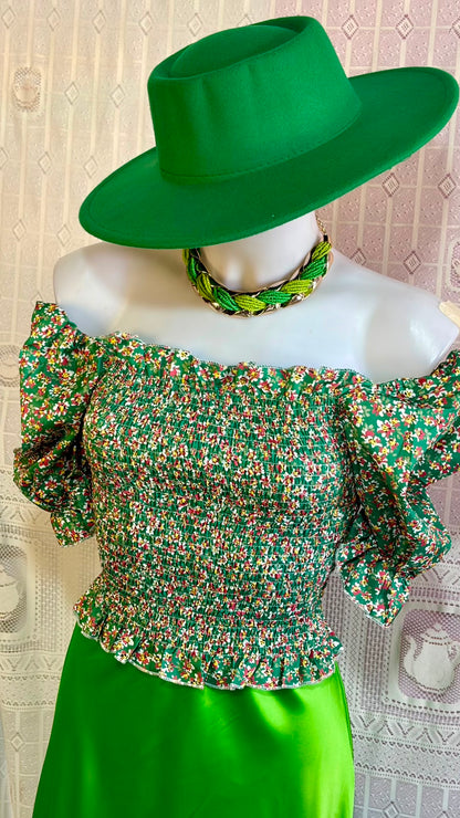 Blusa e gonna in seta