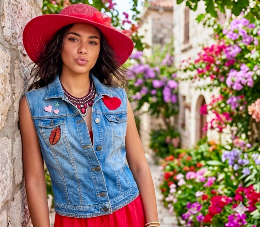 Gilet in denim con gonna