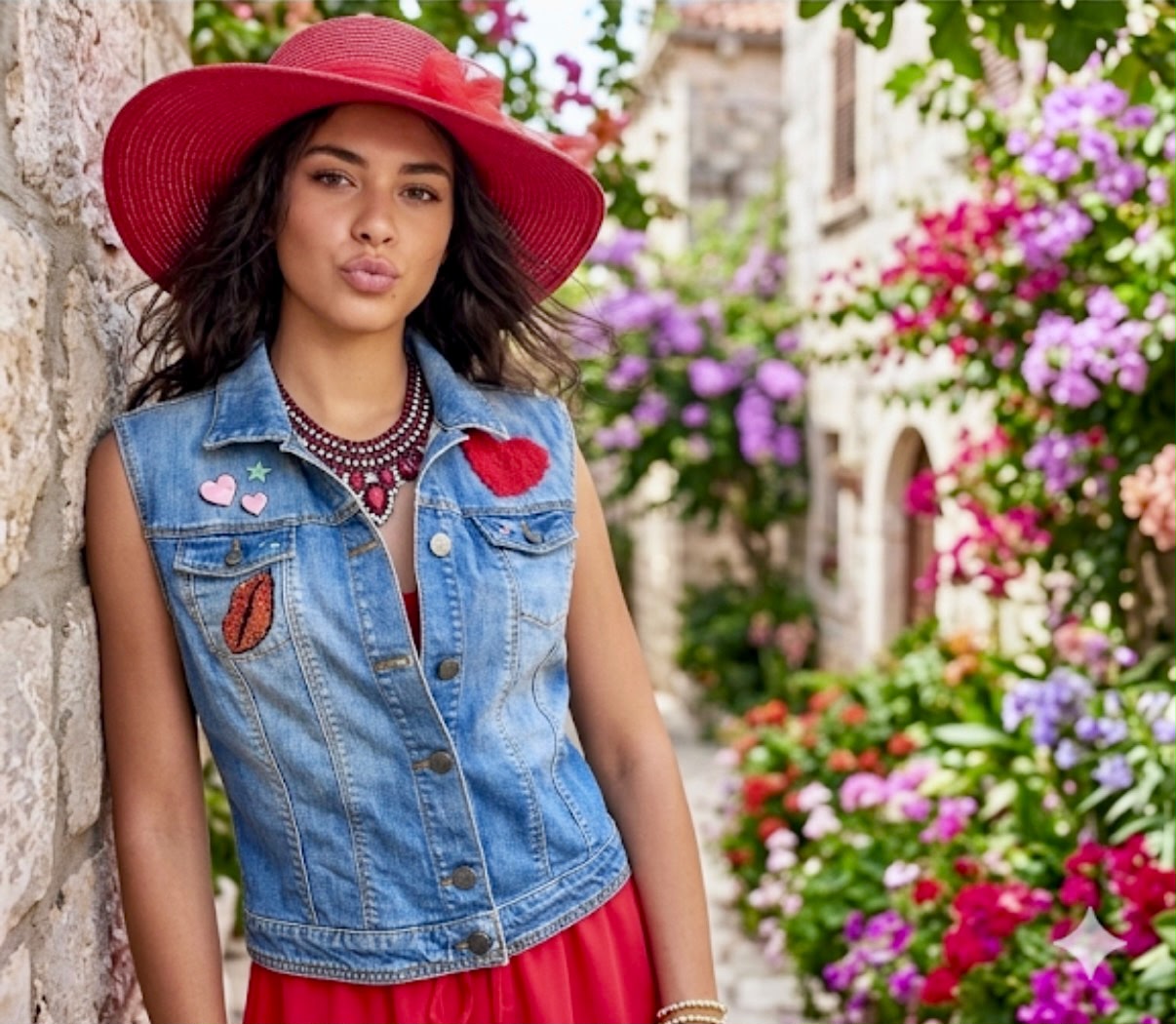 Gilet in denim con gonna