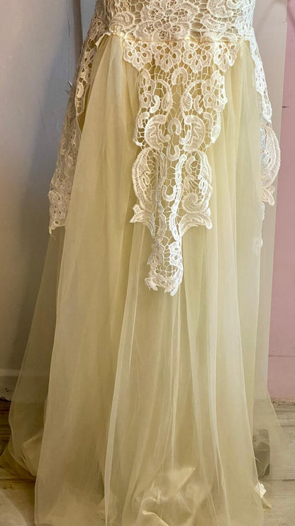 Abito Lungo Da Sposa o Da Sera in Stile Vintage Romantico Misure Nelle Foto