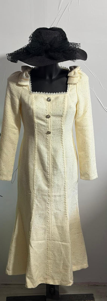 Abito Midi Bouclé,Vintage Anni ‘60,In Pizzo Con Paillettes A Sirena Misure In Foto