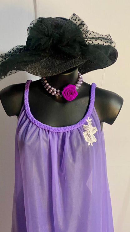 Lingerie Vintage Camicia da Notte Effetto Tulle & Pizzo