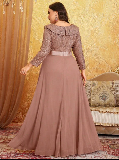 Abito Elegante Con Paillettes & Chiffon Misure nelle Foto