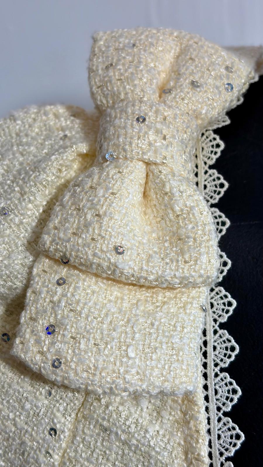 Abito Midi Bouclé,Vintage Anni ‘60,In Pizzo Con Paillettes A Sirena Misure In Foto